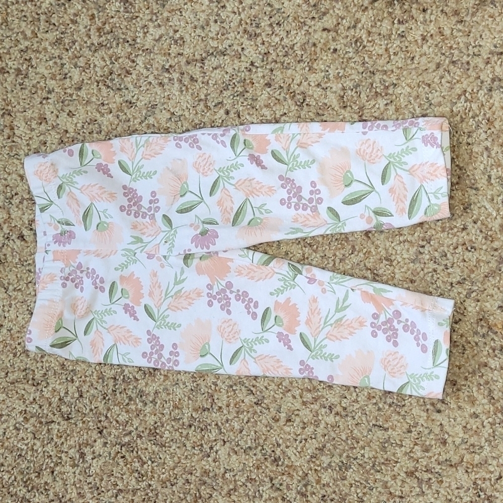 Chick Pea white floral leggings 6-9m